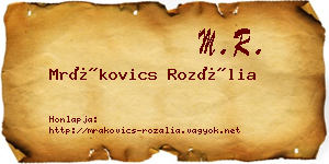 Mrákovics Rozália névjegykártya